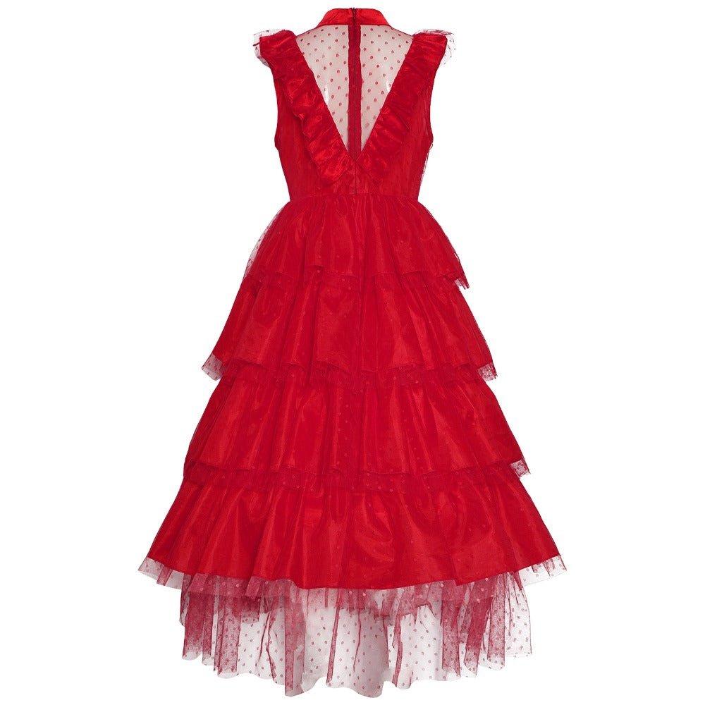 Beetlejuice Lydia Red Dress Halloween Cosplay Costume for Kids and Adults - Coscosmos