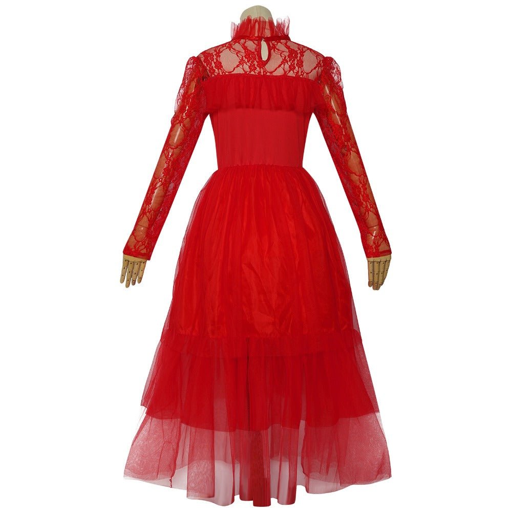 Beetlejuice Lydia Red Dress Halloween Cosplay Costume for Kids and Adults - Coscosmos