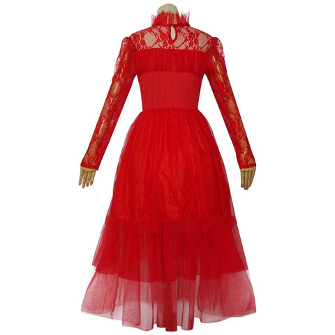 Beetlejuice Lydia Red Dress Halloween Cosplay Costume for Kids and Adults - Coscosmos
