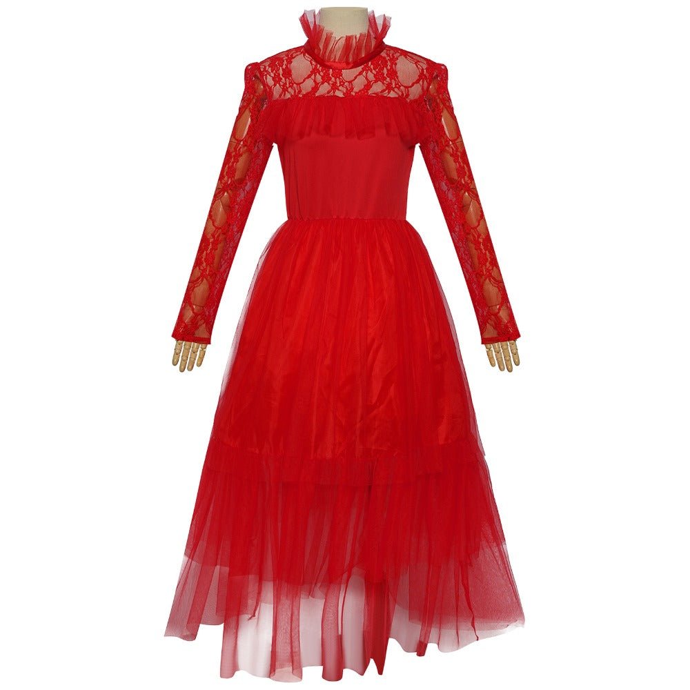 Beetlejuice Lydia Red Dress Halloween Cosplay Costume for Kids and Adults - Coscosmos