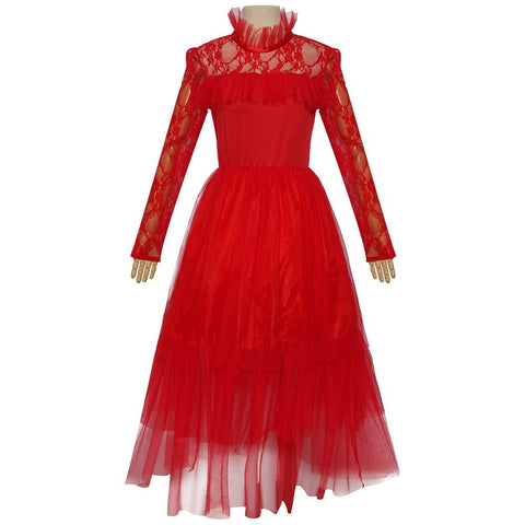 Beetlejuice Lydia Red Dress Halloween Cosplay Costume for Kids and Adults - Coscosmos