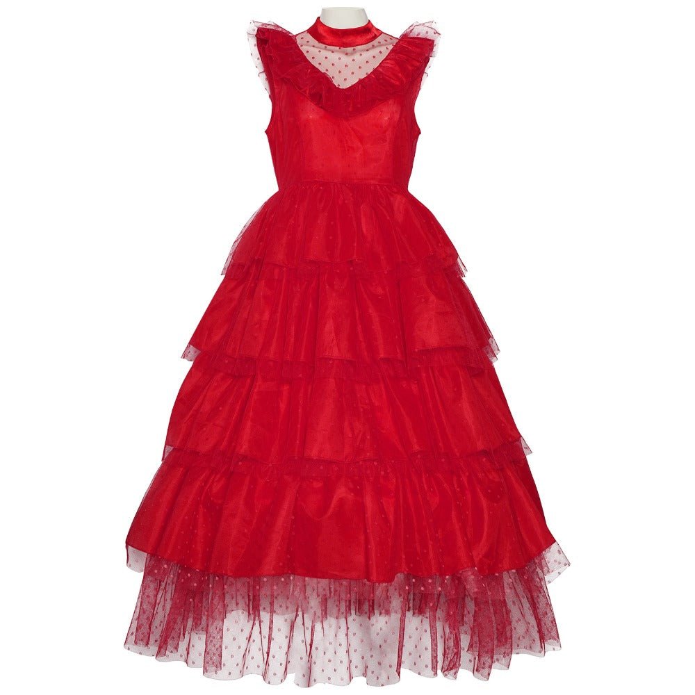 Beetlejuice Lydia Red Dress Halloween Cosplay Costume for Kids and Adults - Coscosmos