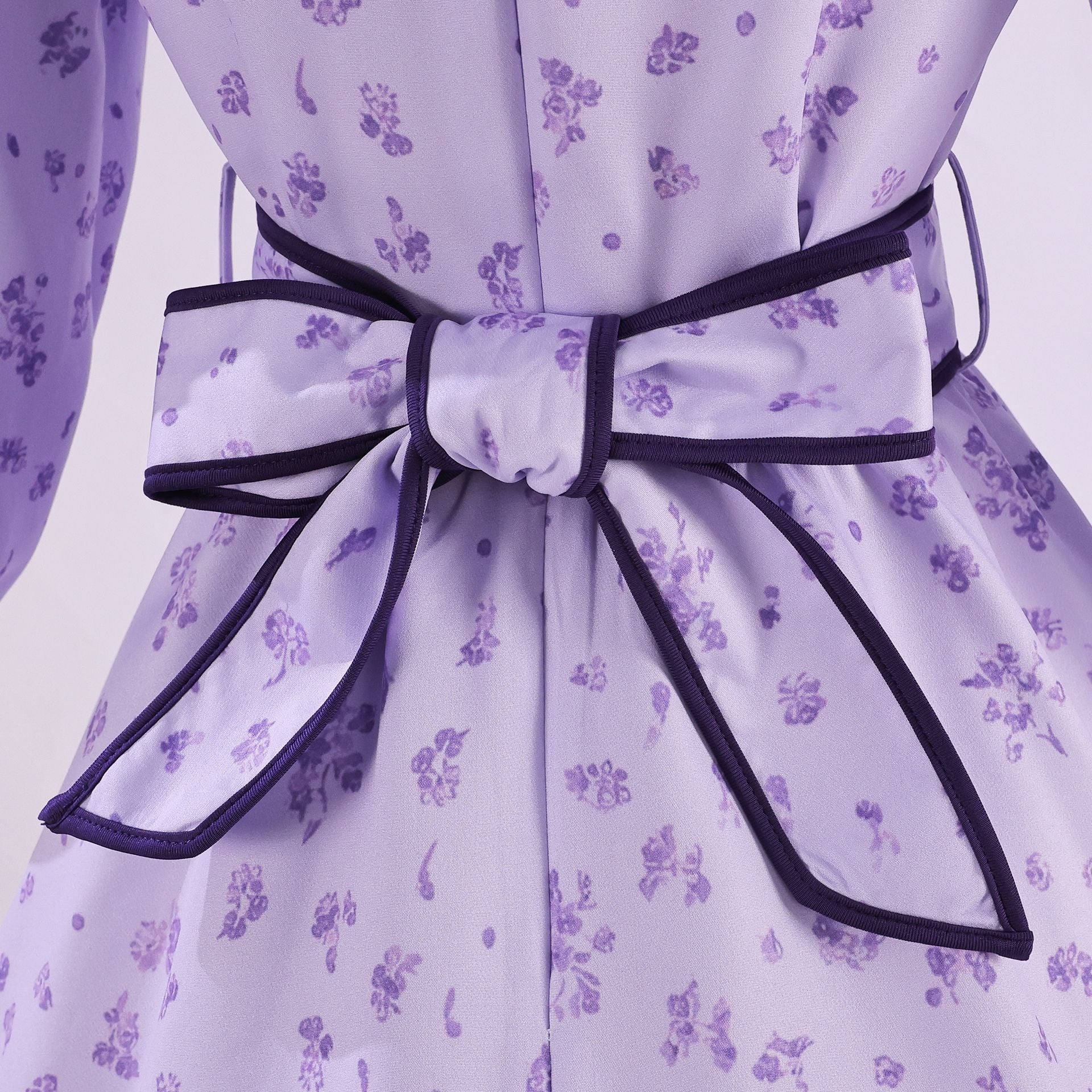 Beishui Trading Co. - Fern Cosplay Costume Purple Floral Print Lolita Princess Dress Anime Role - Playing Outfit - Coscosmos