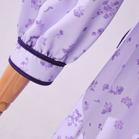 Beishui Trading Co. - Fern Cosplay Costume Purple Floral Print Lolita Princess Dress Anime Role - Playing Outfit - Coscosmos