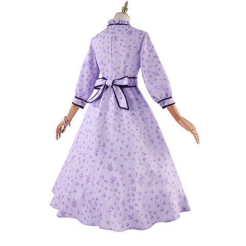 Beishui Trading Co. - Fern Cosplay Costume Purple Floral Print Lolita Princess Dress Anime Role - Playing Outfit - Coscosmos