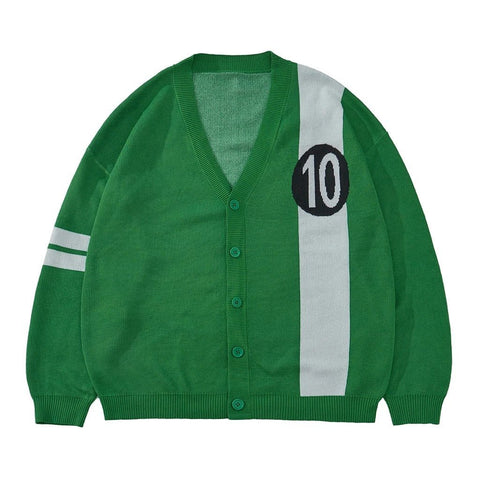 Ben 10: Alien Force Ben Tennyson Green & White Striped Knit Sweater Cosplay Sweater - Coscosmos
