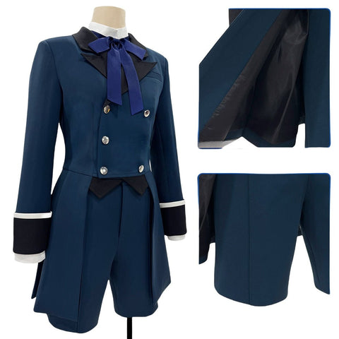Black Butler Ciel Phantomhive Cosplay Costume Blue Dress Casual Fabric - Coscosmos