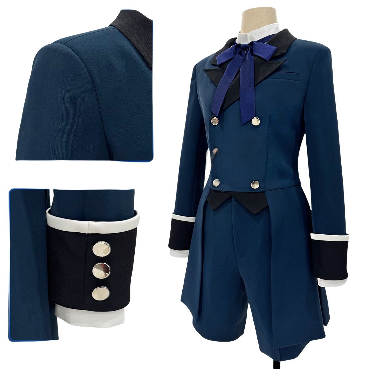 Black Butler Ciel Phantomhive Cosplay Costume Blue Dress Casual Fabric - Coscosmos