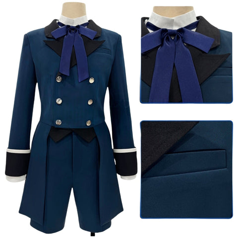 Black Butler Ciel Phantomhive Cosplay Costume Blue Dress Casual Fabric - Coscosmos
