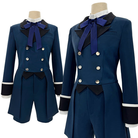 Black Butler Ciel Phantomhive Cosplay Costume Blue Dress Casual Fabric - Coscosmos