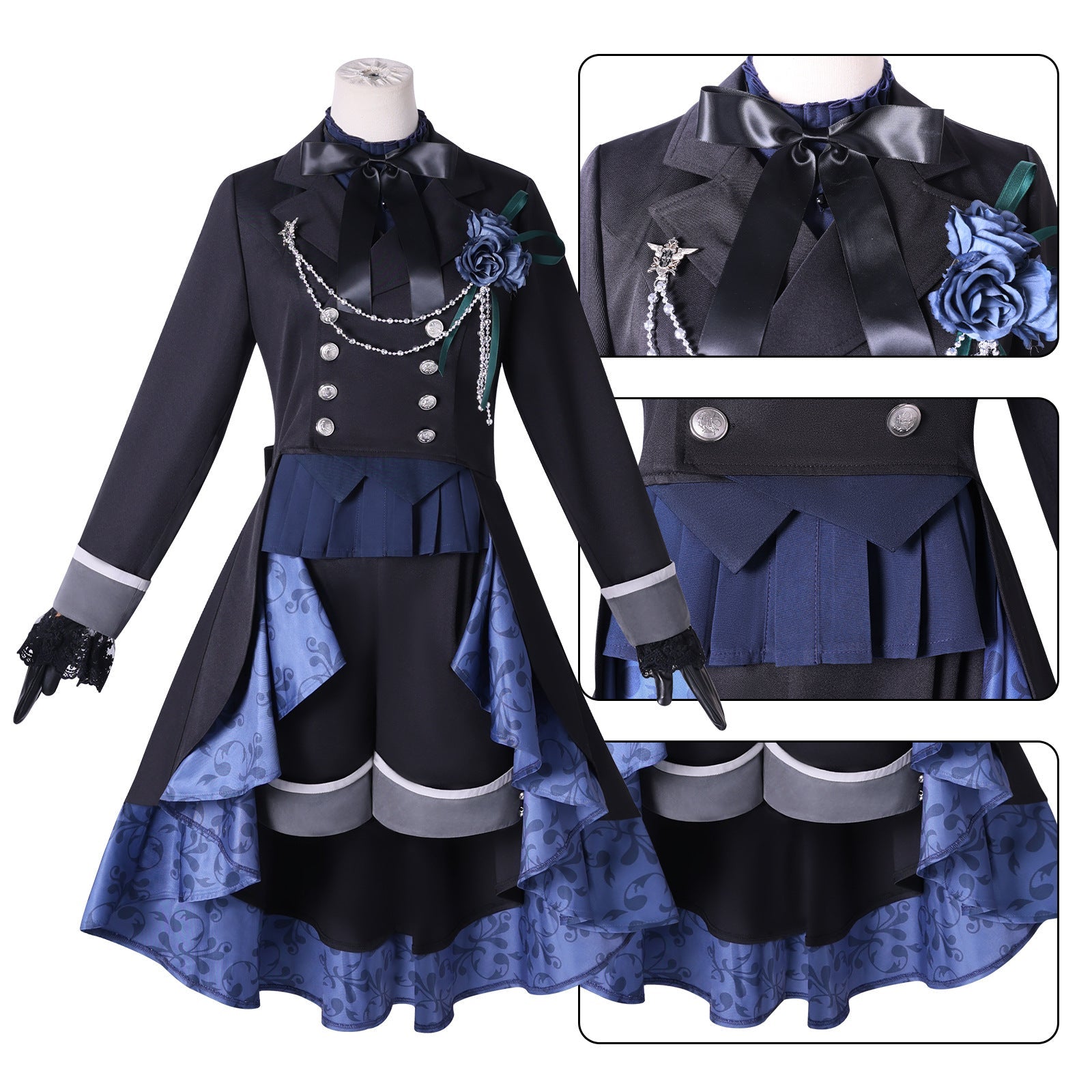 Black Butler Emerald Witch Arc Ciel Phantomhive Black Rose Cosplay Costume Women - Coscosmos