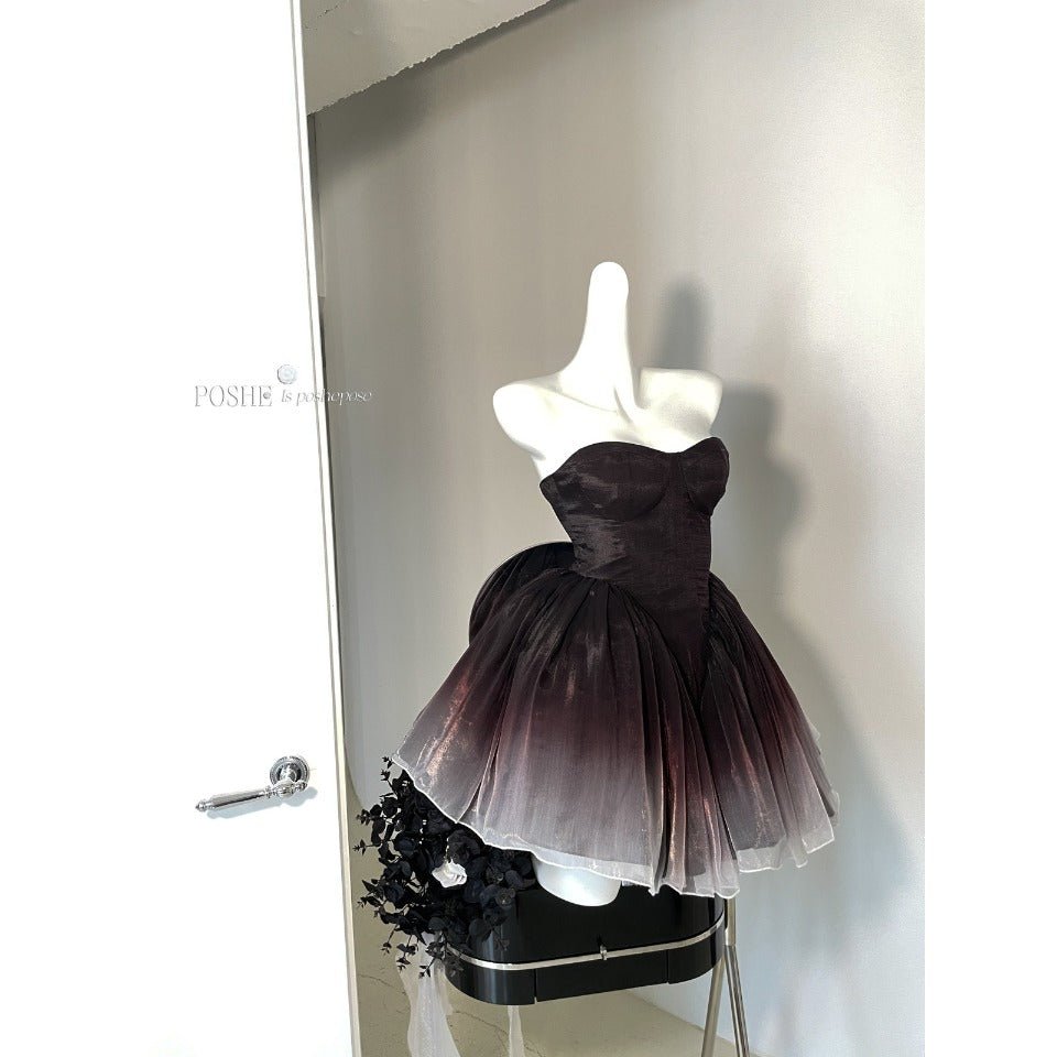 Black Swan Off - Shoulder Feather Sequin Mini Dress - Elegant Performance Costume, Birthday Party Outfit, Celebrity Stage Wear - Coscosmos