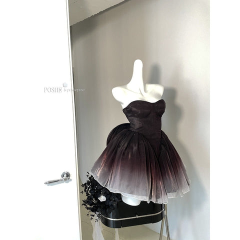 Black Swan Off - Shoulder Feather Sequin Mini Dress - Elegant Performance Costume, Birthday Party Outfit, Celebrity Stage Wear - Coscosmos