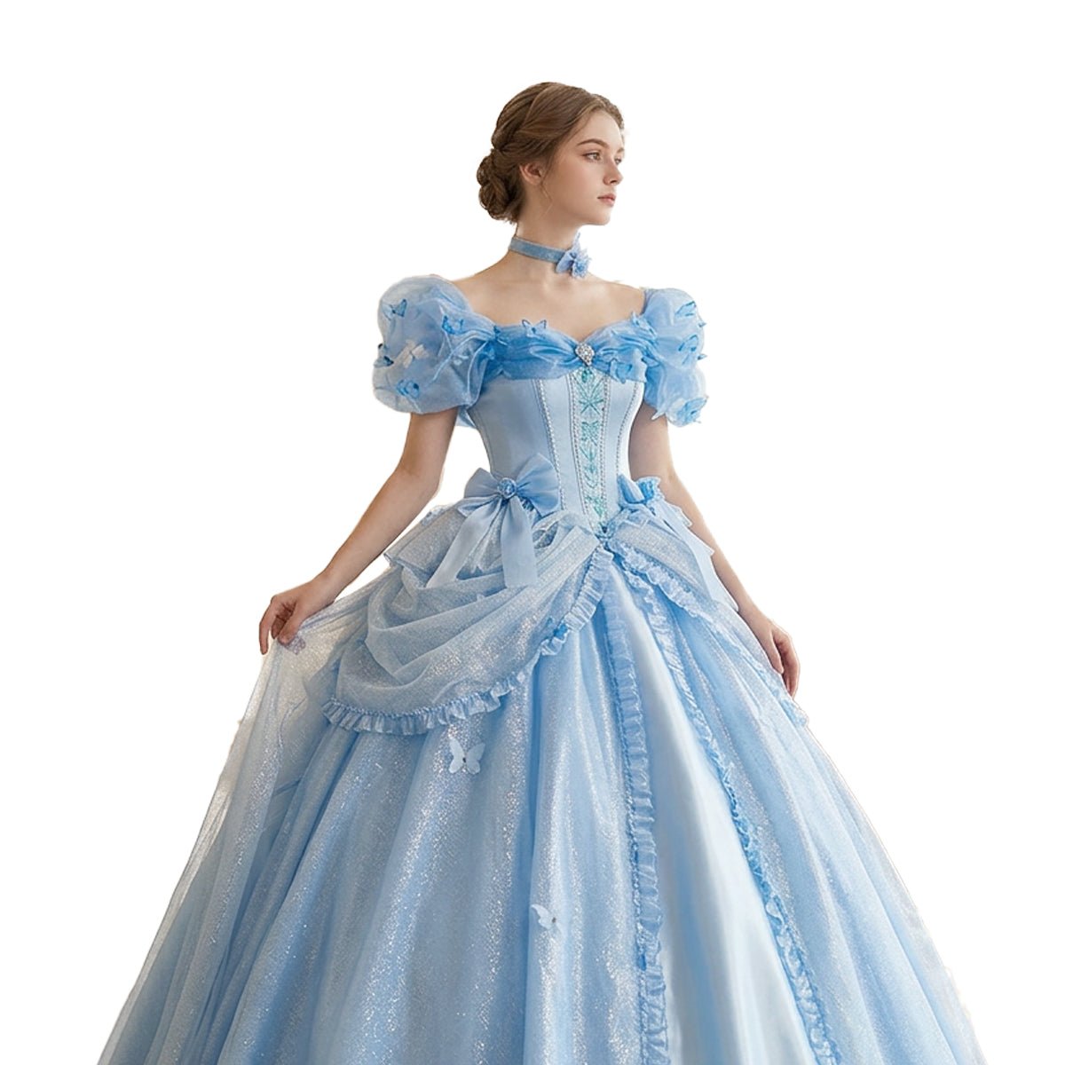 Blue Ball Gown Princess Dress Game，Anime Cosplay Costume - Coscosmos