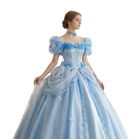 Blue Ball Gown Princess Dress Game，Anime Cosplay Costume - Coscosmos
