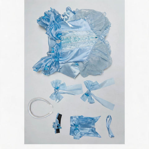 Blue Ball Gown Princess Dress Game，Anime Cosplay Costume - Coscosmos