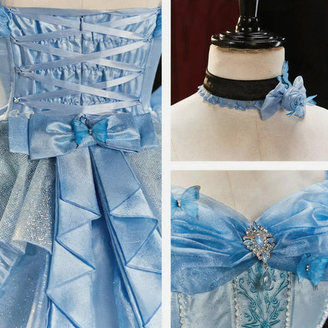 Blue Ball Gown Princess Dress Game，Anime Cosplay Costume - Coscosmos