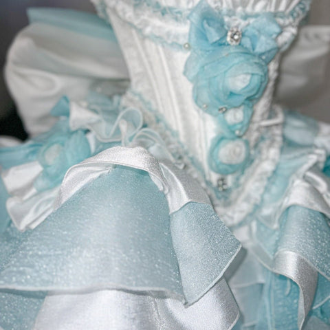 Blue Dream Lace Dress - Off - Shoulder Feather Sequin Mini Gown for Performance, Birthday, Party & Stage Wear - Coscosmos