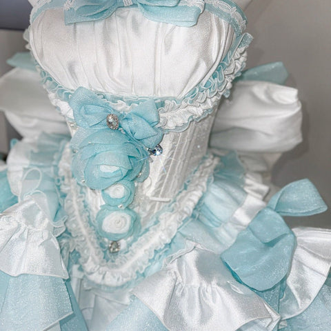 Blue Dream Lace Dress - Off - Shoulder Feather Sequin Mini Gown for Performance, Birthday, Party & Stage Wear - Coscosmos