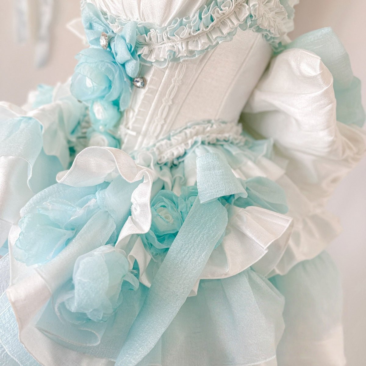 Blue Dream Lace Dress - Off - Shoulder Feather Sequin Mini Gown for Performance, Birthday, Party & Stage Wear - Coscosmos