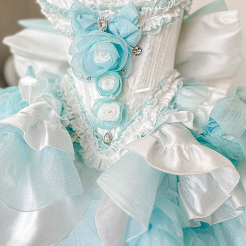 Blue Dream Lace Dress - Off - Shoulder Feather Sequin Mini Gown for Performance, Birthday, Party & Stage Wear - Coscosmos