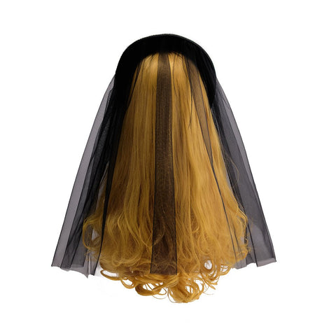 Blue Tudor Hat with Black Veil Cape Cosplay Costume – Elegant Historical Renaissance Headwear for Reenactments & Themed Events - Coscosmos