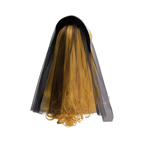 Blue Tudor Hat with Black Veil Cape Cosplay Costume – Elegant Historical Renaissance Headwear for Reenactments & Themed Events - Coscosmos
