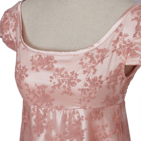 Bridgerton Edwina Sharma Champagne Pink Gown - Regency Era Inspired Evening Dress - Coscosmos