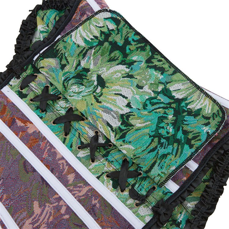 Bustier Boned Corset Top New Oil Painting Print 2025 Retro European Bustier for Cosplay - Coscosmos