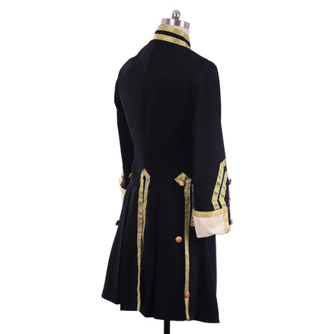 18th Century Colonial Military Uniform Costume - Men’s Black & Red Tailcoat Victorian Regency Outfit