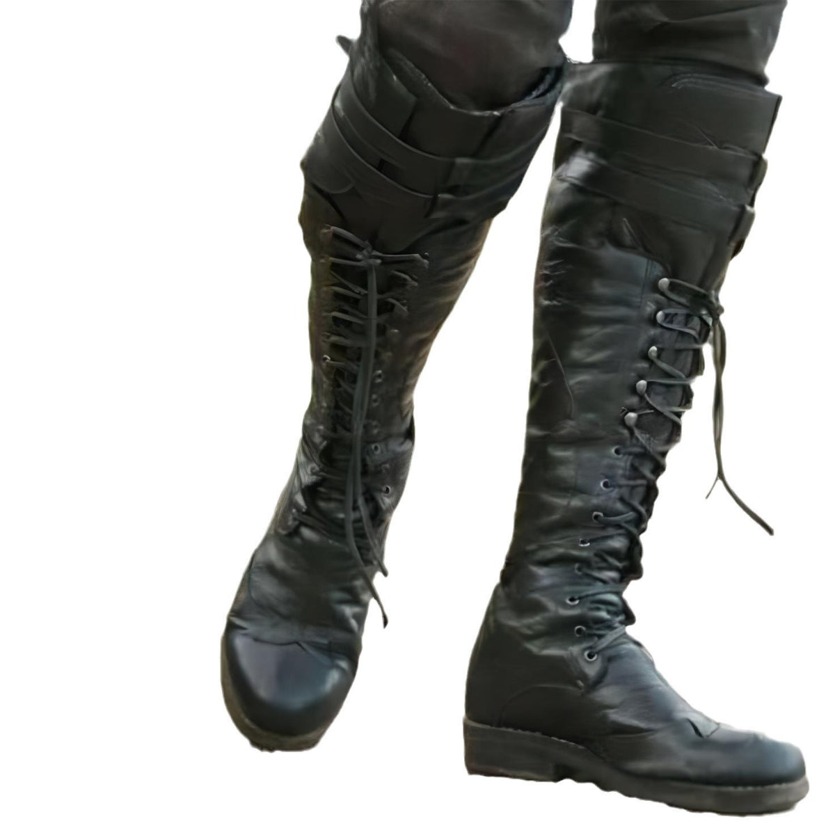 Medieval Steampunk Cosplay Boots for Men & Women, PU Leather Pirate Larp Shoes