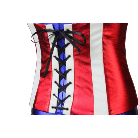 Captain America Bare Shoulders Girl's Cosplay Costume for Halloween and Parties