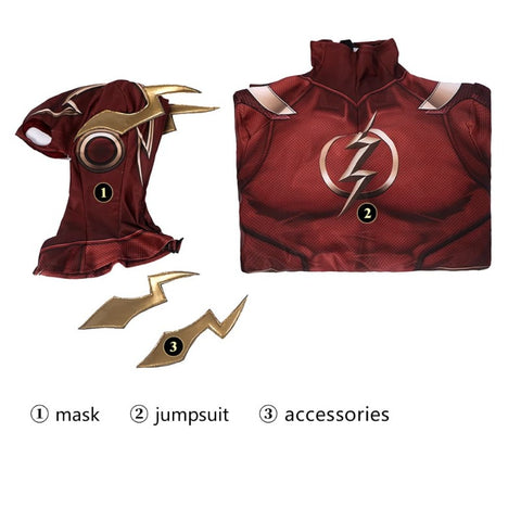 The Flash Barry Allen Halloween Cosplay Costume Superhero 3D Print Jumpsuit Mask