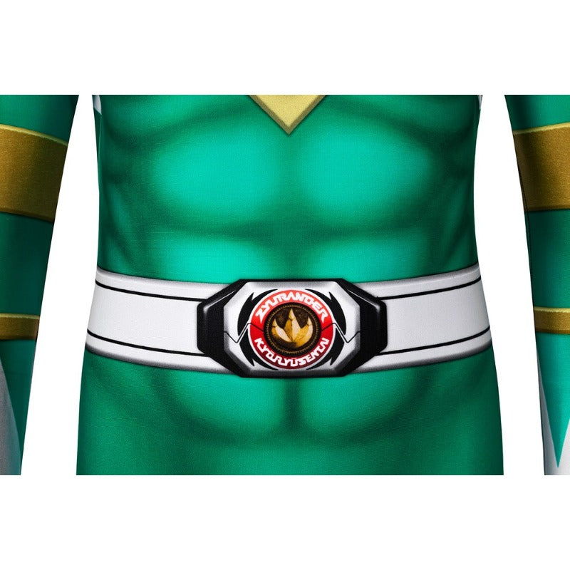 Green Ranger Cosplay Suit Power Rangers HQ Printed Spandex Costume for Kids