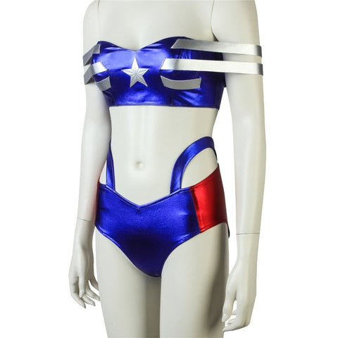 Captain America Sexy Girl Superhero Cosplay Costume for Women Halloween Party - Coscosmos