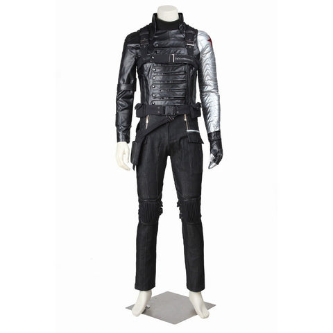 Captain America: The Winter Soldier Bucky Barnes Full Cosplay Costume Suit Set - Coscosmos