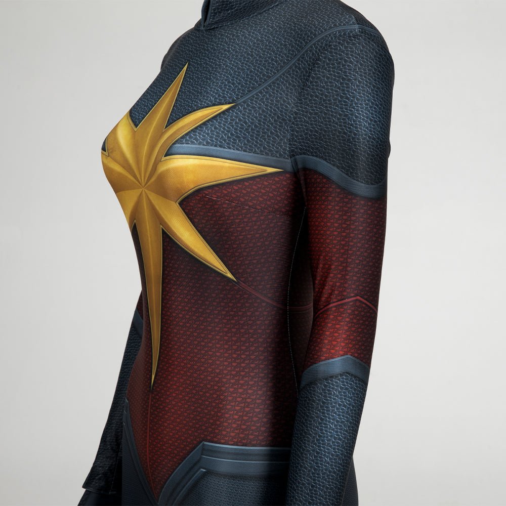 Captain Marvel 2 Carol Danvers Cosplay Jumpsuit, Movie Superhero Tight Fitted Team Bodysuit - Coscosmos