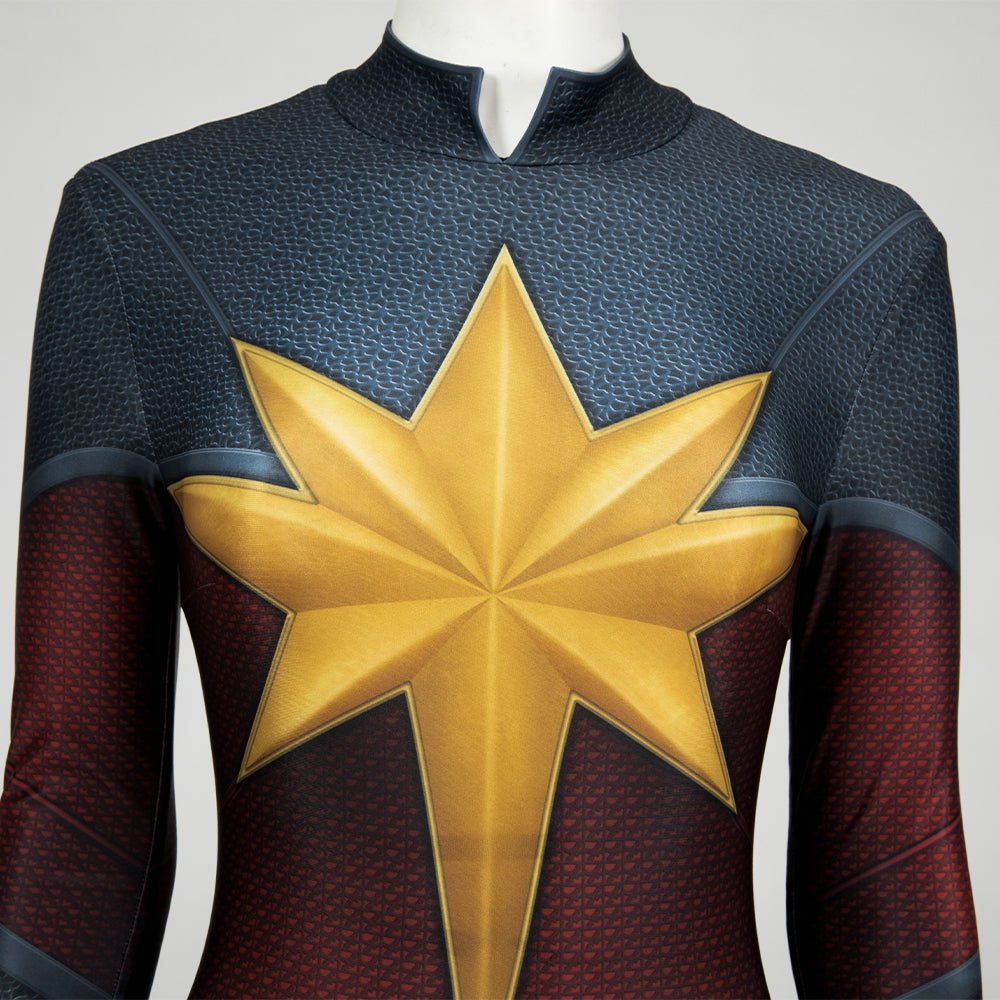 Captain Marvel 2 Carol Danvers Cosplay Jumpsuit, Movie Superhero Tight Fitted Team Bodysuit - Coscosmos