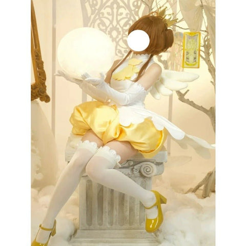 Cardcaptor Sakura Sakura Kinomoto Cosplay Costume, Yellow & White Battle Outfit - Coscosmos