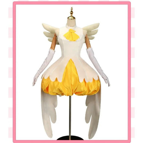 Cardcaptor Sakura Sakura Kinomoto Cosplay Costume, Yellow & White Battle Outfit - Coscosmos