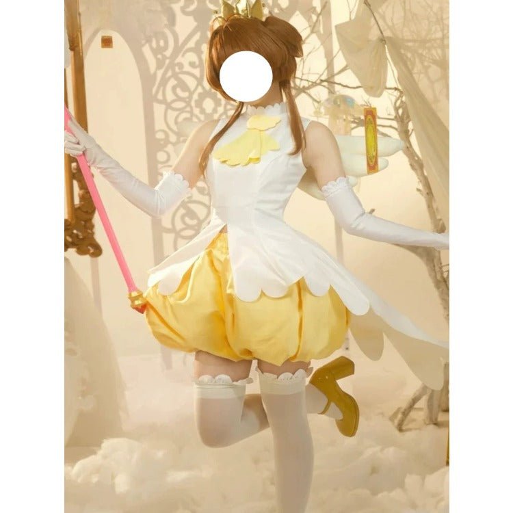 Cardcaptor Sakura Sakura Kinomoto Cosplay Costume, Yellow & White Battle Outfit - Coscosmos