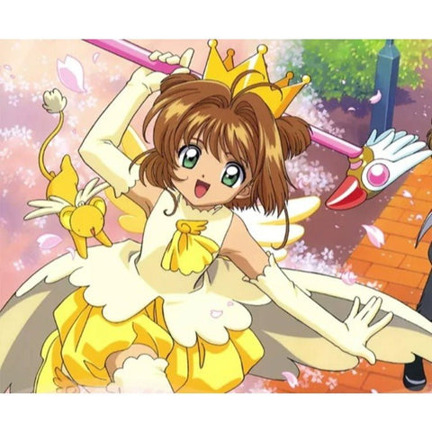 Cardcaptor Sakura Sakura Kinomoto Cosplay Costume, Yellow & White Battle Outfit - Coscosmos