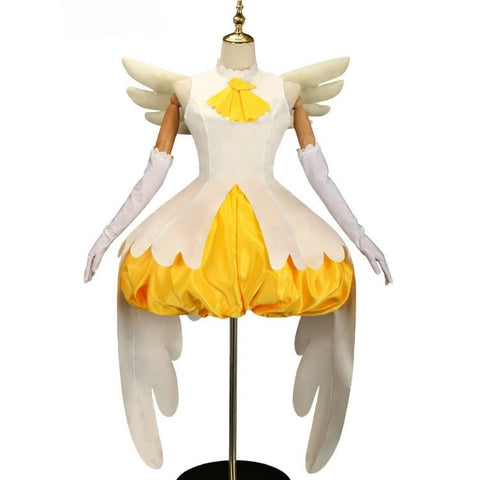 Cardcaptor Sakura Sakura Kinomoto Cosplay Costume, Yellow & White Battle Outfit - Coscosmos