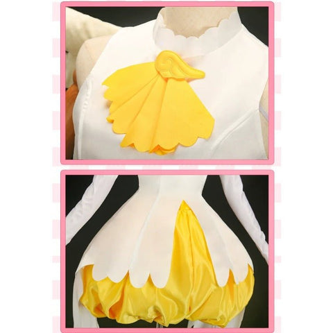 Cardcaptor Sakura Sakura Kinomoto Cosplay Costume, Yellow & White Battle Outfit - Coscosmos