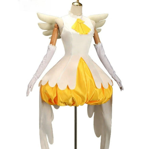 Cardcaptor Sakura Sakura Kinomoto Cosplay Costume, Yellow & White Battle Outfit - Coscosmos