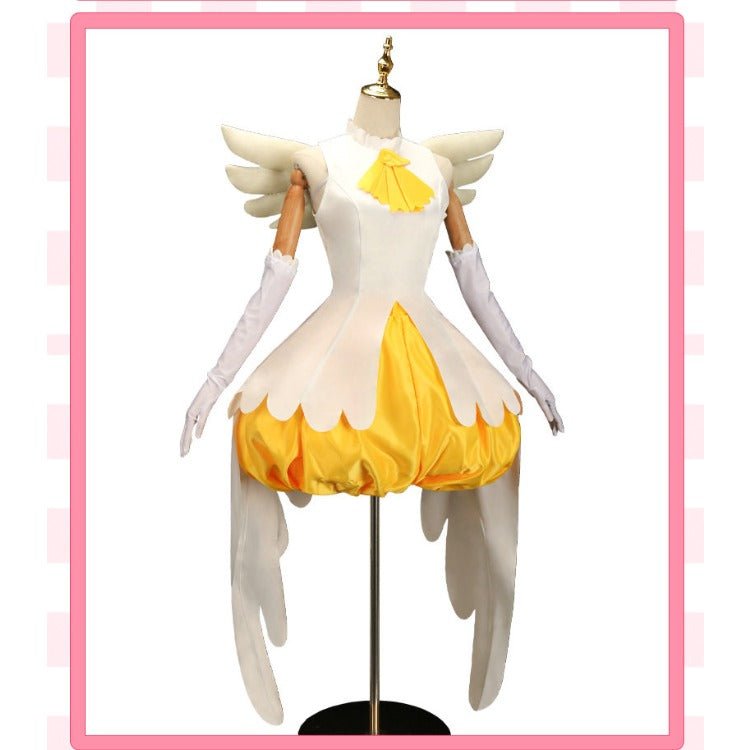 Cardcaptor Sakura Sakura Kinomoto Cosplay Costume, Yellow & White Battle Outfit - Coscosmos