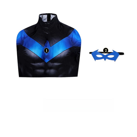 DC Movie Nightwing Cosplay Costume, Jumpsuit with Eye Mask Full Set