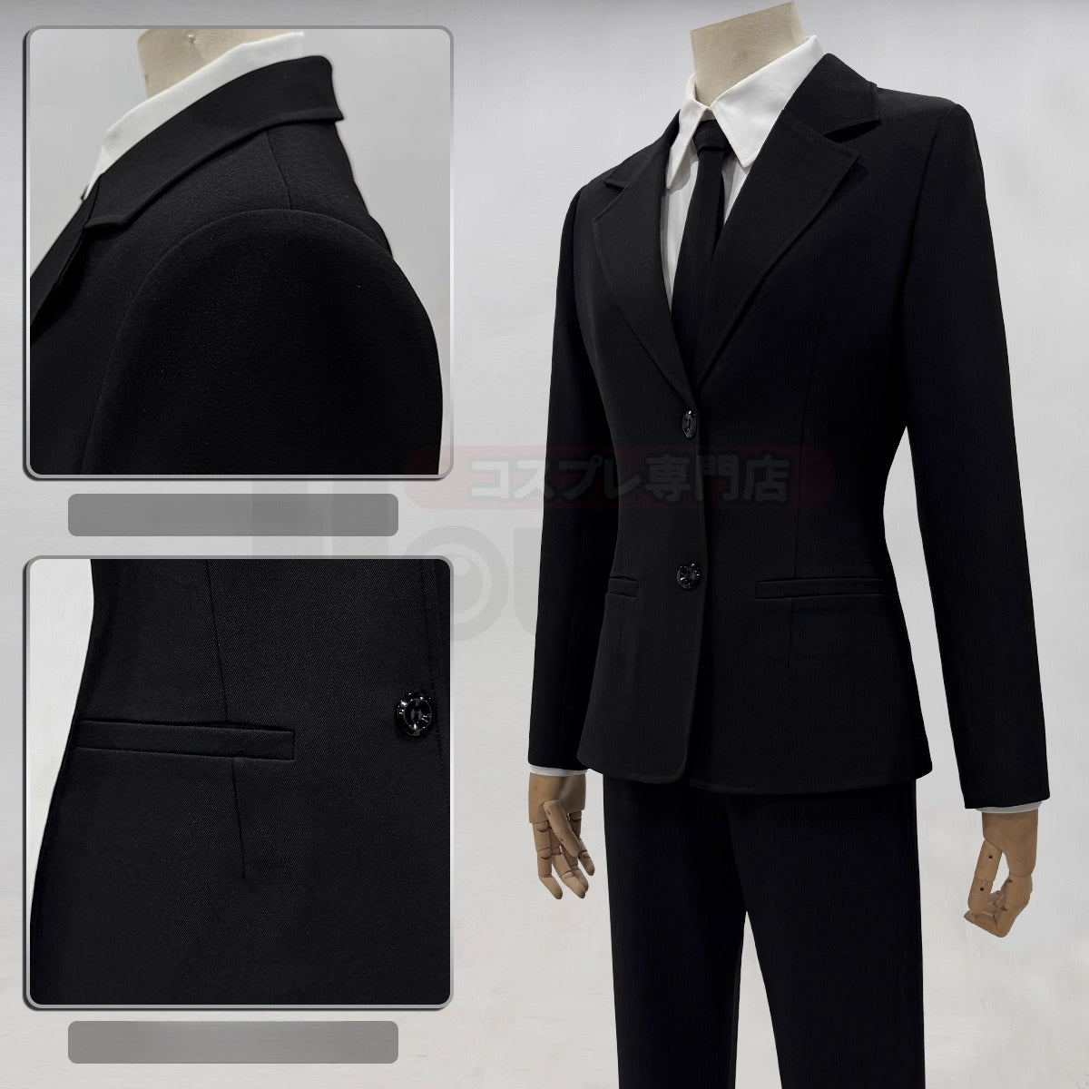 Chainsaw Man Himeno Cosplay Women's Black Suit Blazer with Twill Texture - Coscosmos