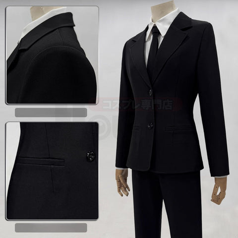 Chainsaw Man Himeno Cosplay Women's Black Suit Blazer with Twill Texture - Coscosmos
