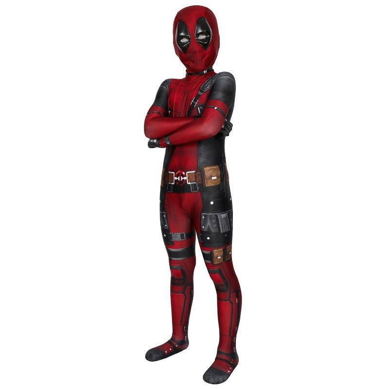 Children Deadpool Kidspool Cosplay Costume Jumpsuit Mask Deadpool & Wolverine Wade Wilson Halloween Party Apparel Gifts In Stock - Coscosmos